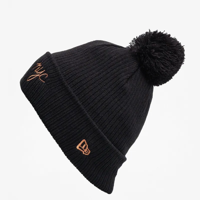 New Era KAPA WMNS NYC SCRIPT BOBBLE KNIT NE BLKM 