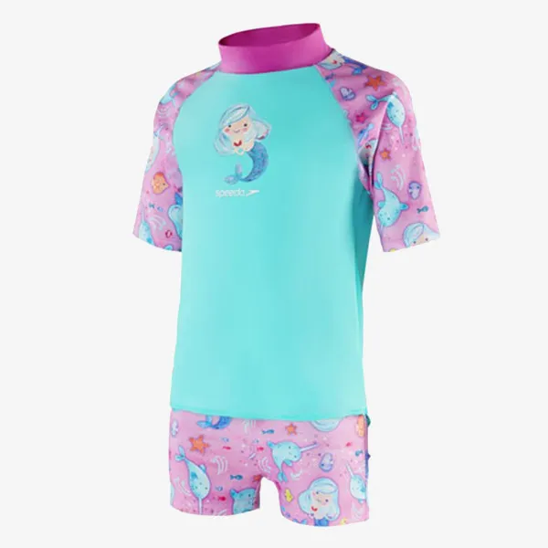 Speedo Short Sleeve Printed Rash Top Set 