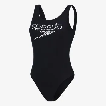 Speedo LOGO DEEP U-BK HI LEG 1PC AF BLACK/WHITE 